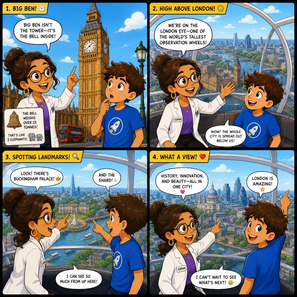 Tirinha da missão Big Ben Secrets, em London, UK