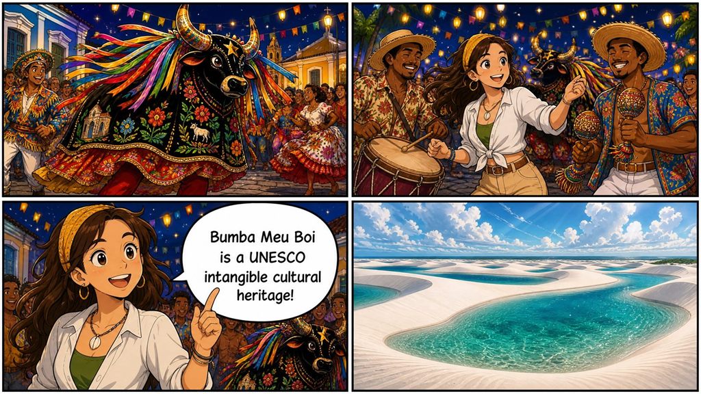 Tirinha da missão Bumba Meu Boi, em São Luís, MA