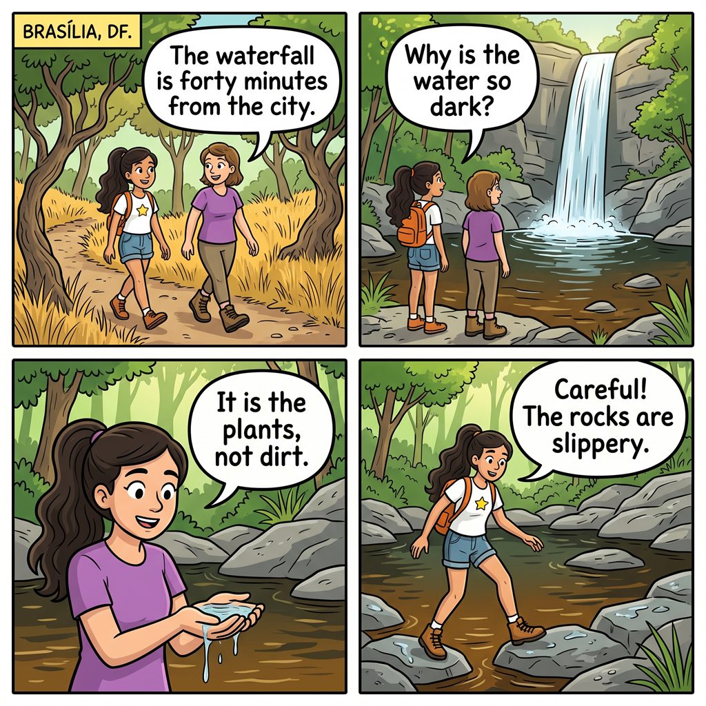 Tirinha da missão Cachoeiras do cerrado, em Brasília, DF