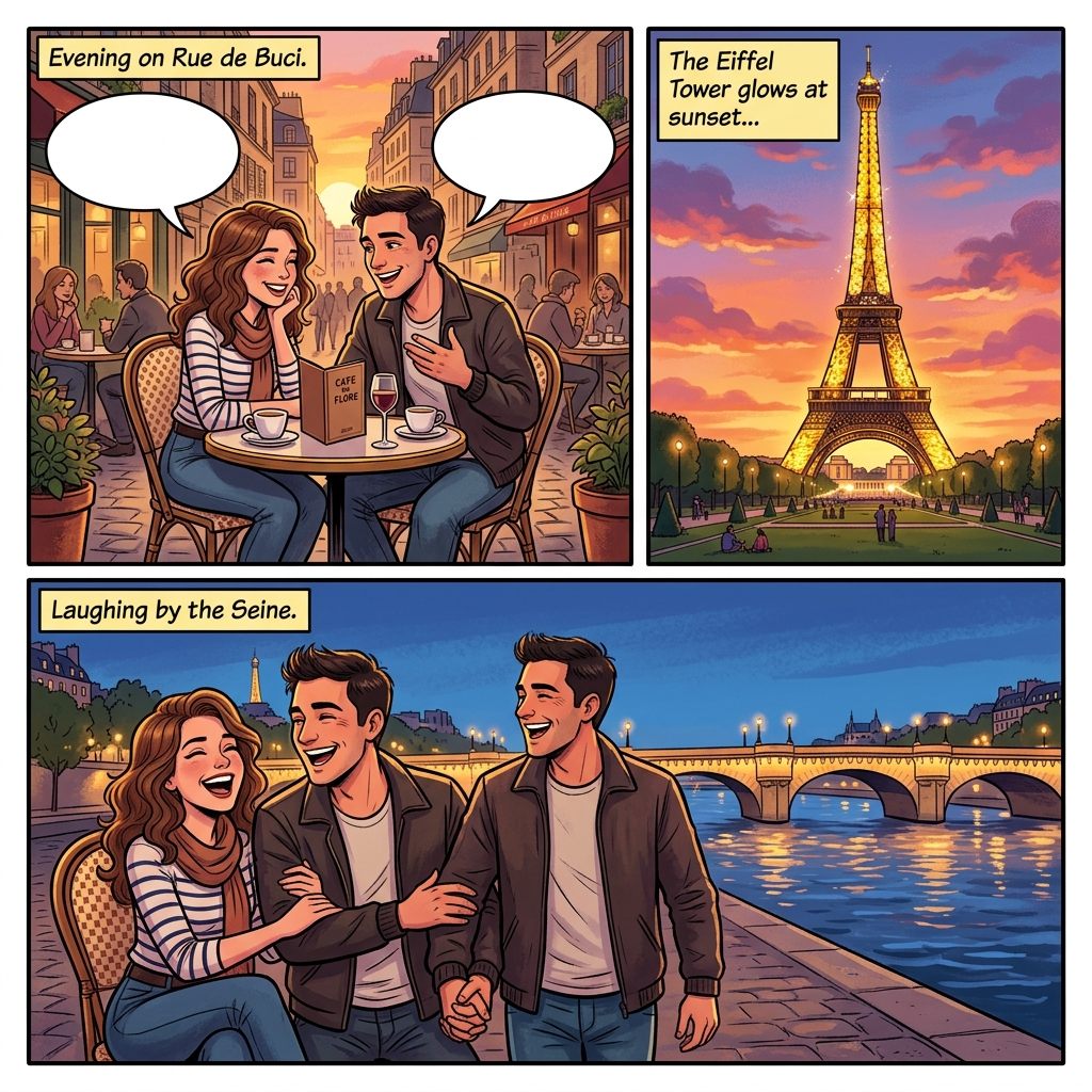 Tirinha da missão Romance in Paris, em Paris, France